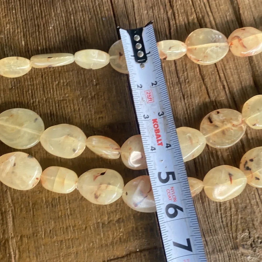 VTG Lydell NYC Acrylic stone Beaded Necklace Triple Strand Gold Tone statement - Picture 8 of 8